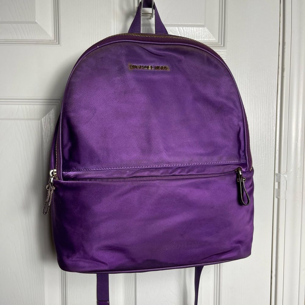 Michael Kors Kieran Nylon purple backpack with gold tone hardwares